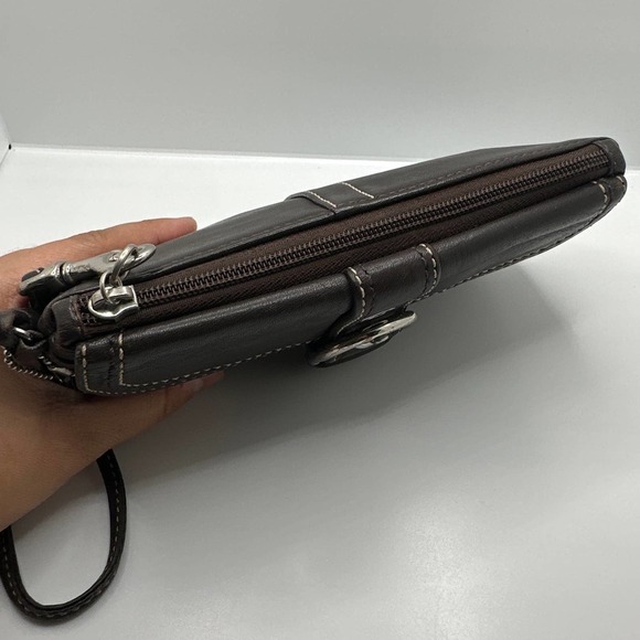 COACH Brown Leather Wristlet - Picture 4 of 10